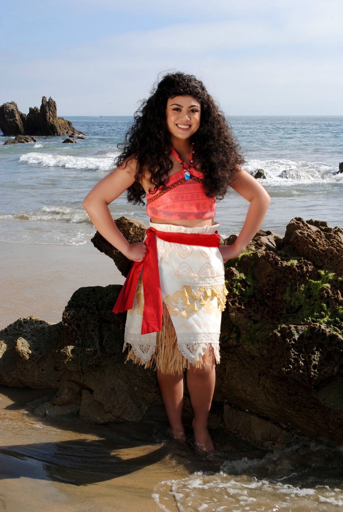 Moana character at an outdoor birthday party celebration