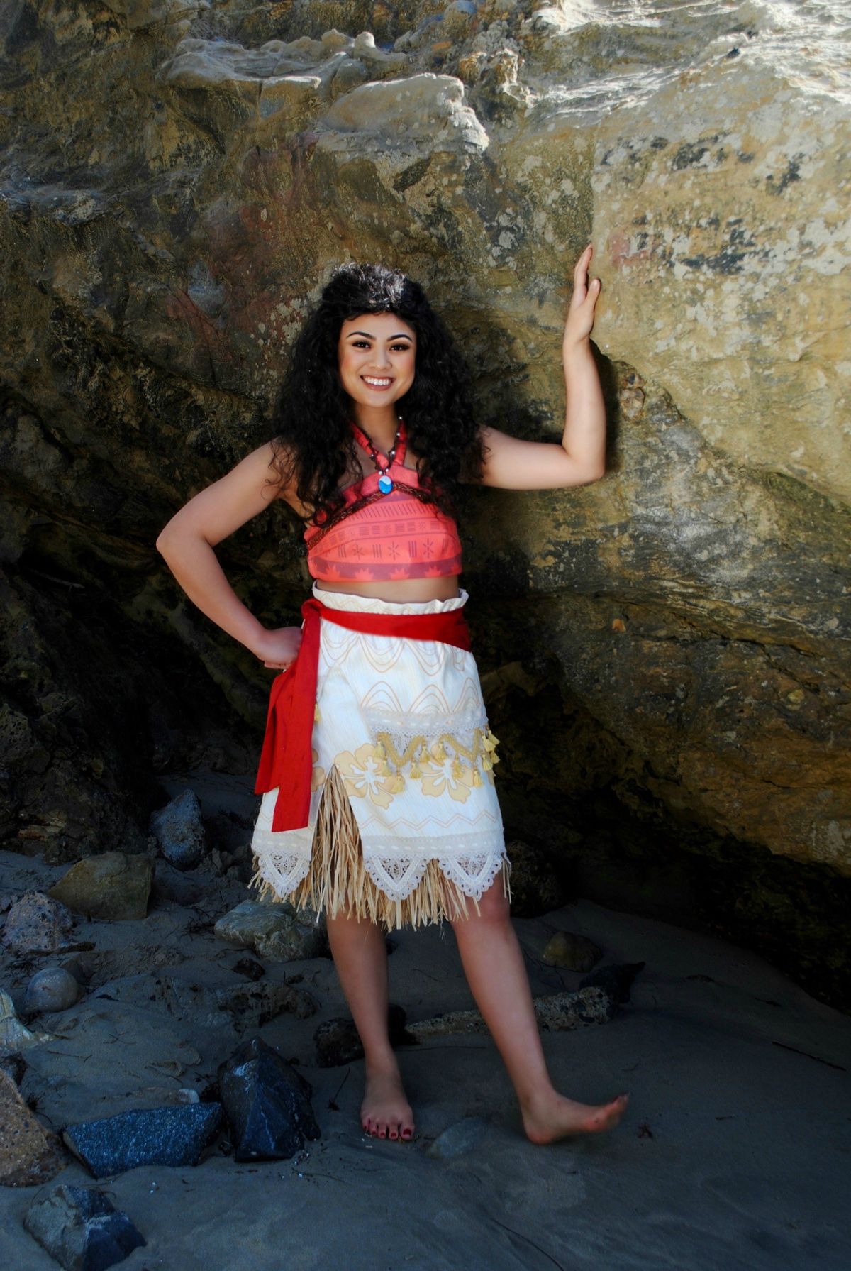 Moana character at a tropical birthday party