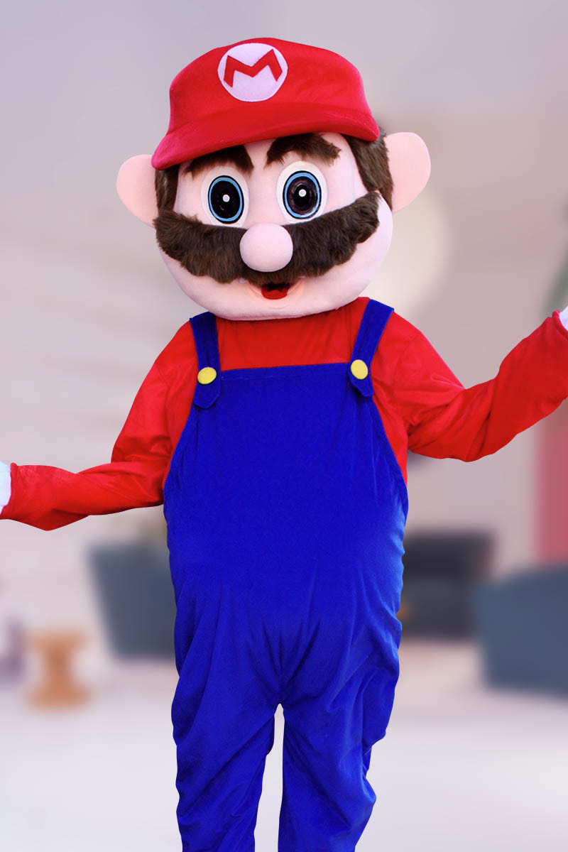 Hire Mario for birthday parties - Super Mario mascot character performer in Seattle